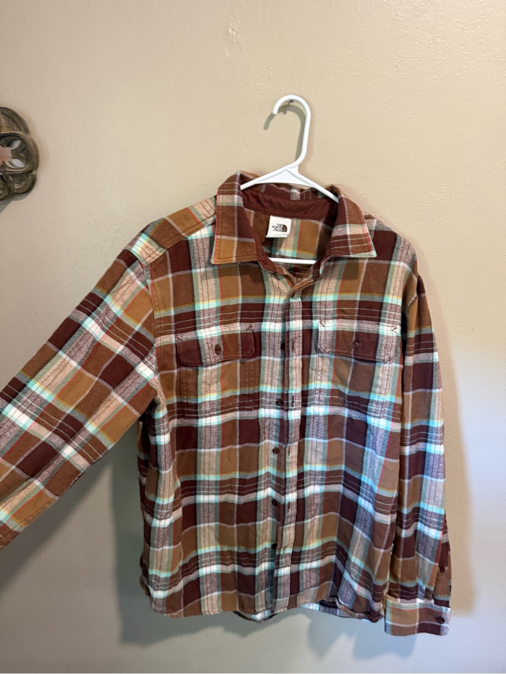 The North Face Men's Rust and Tan Plaid Button-Down Shirt